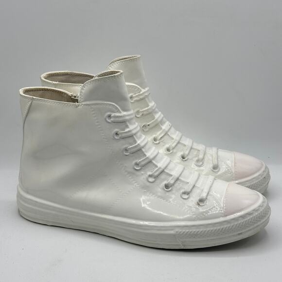 MAISON MARGIELA Stereotype High Lacquered Sneakers White Converse Sz 44 / US 10 - Picture 2 of 11